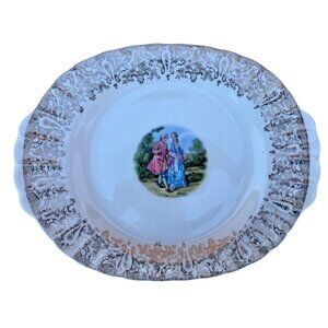 Nasco Southern Belle Serving Platter 22K Gold Trim Southern Belle Scalloped Hndl